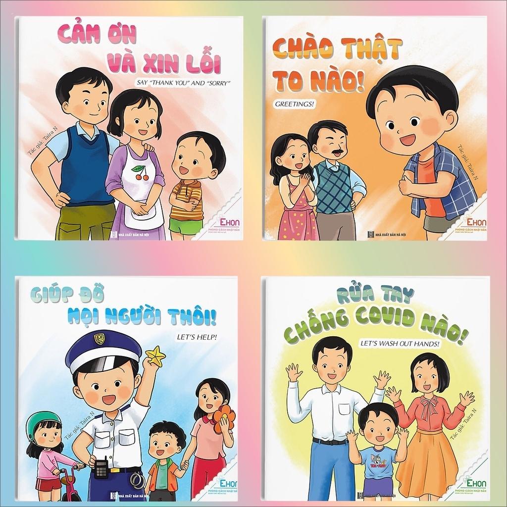Sách - Ehon Phát Triển Kỹ Năng Sống - Bon Là Bé Ngoan - Song Ngữ Việt Anh ( Bộ 4 cuốn )