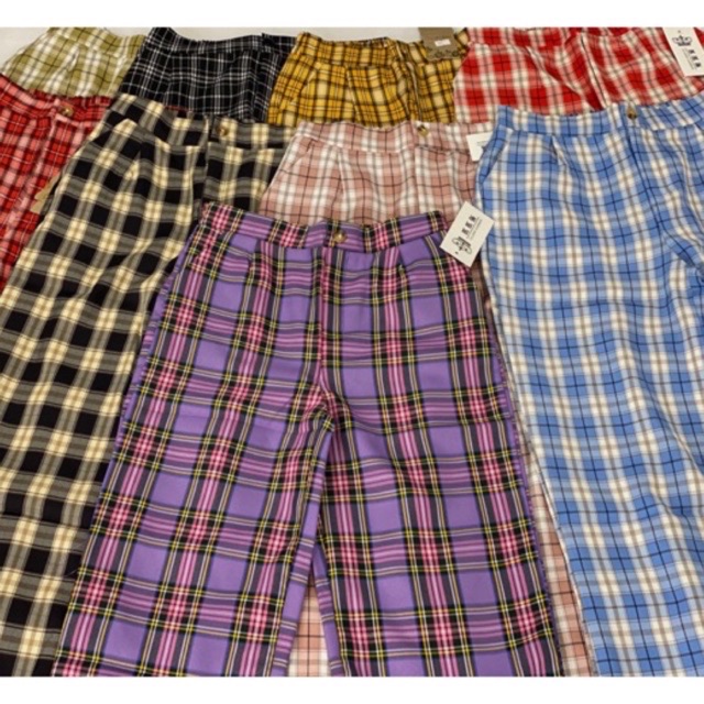 Quần Ống Rộng Culottes Xuông kẻ Caro siêu hot