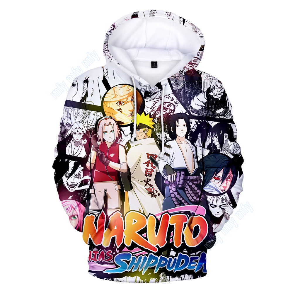 Áo Khoác Hoodie In Hình Naruto Uchiha Sasuke Kakashi Gaara Thời Trang Cho Bé Trai và Bé Gái