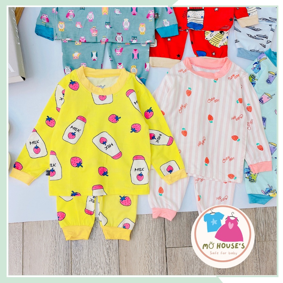 Bộ quần áo dài tay cotton, thun lạnh cho bé trai và bé gái từ 6kg đến 16kg BBT04