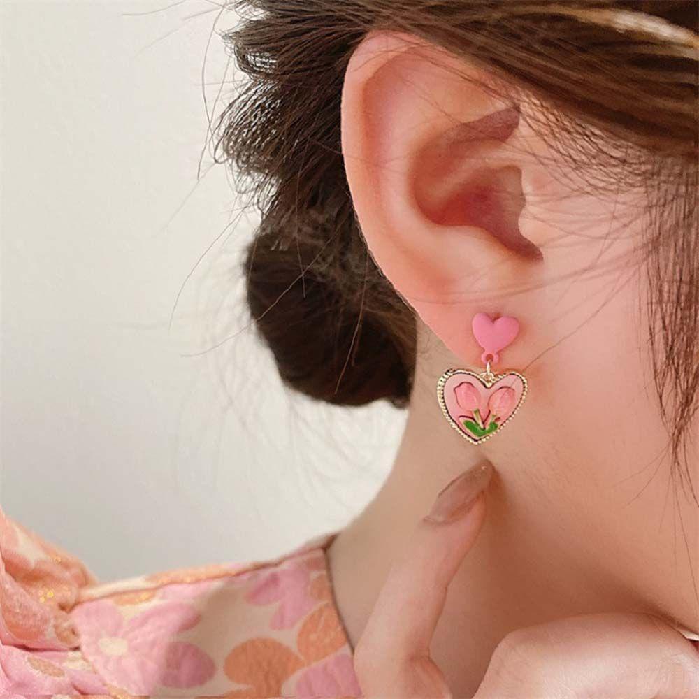 Bông Tai Hợp Kim Hình Hoa Tulip Phong Cách Cổ Điển Cho Nữ
