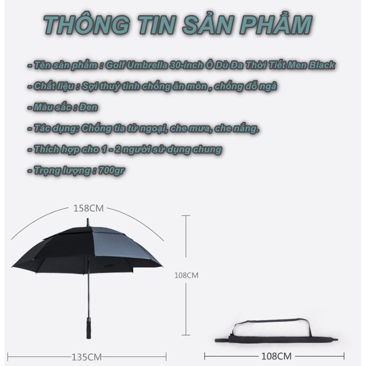 Golf Umbrella 30-inch Ô Dù Đa Thời Tiết Men Black