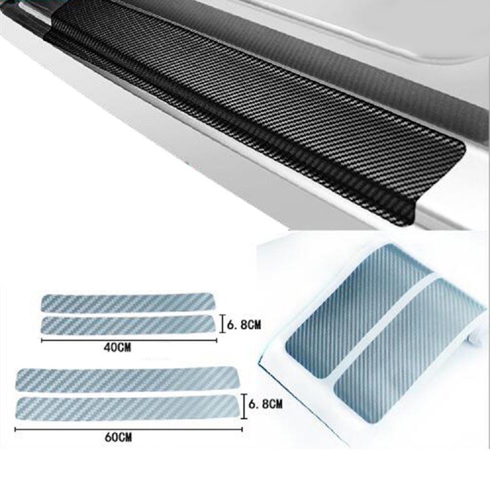 Bộ 4 Miếng Dán 3d Bằng Sợi Carbon Chống Trầy Cho Cửa Xe Hơi