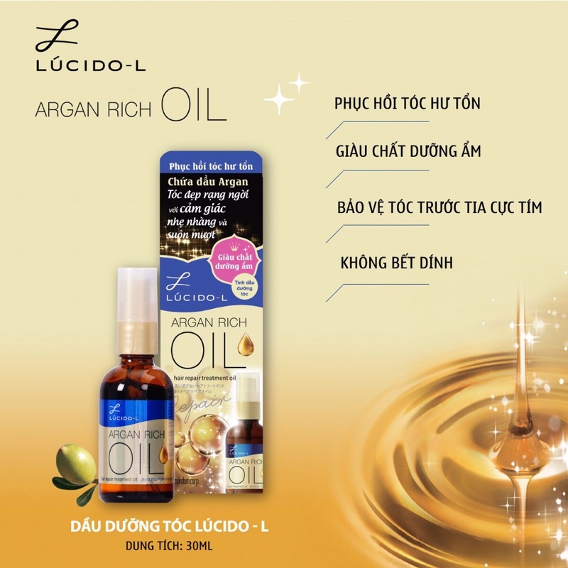 Tinh dầu dưỡng tóc Lucido-L Argan Rich oil ( phục hồi tóc hư tổn)