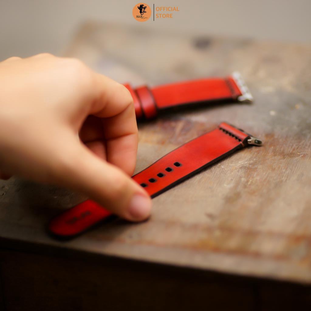 Dây Đồng Hồ Da Thật RAM Leather Simple 4 Da Bò Đơn Đỏ Đô Bền Đẹp