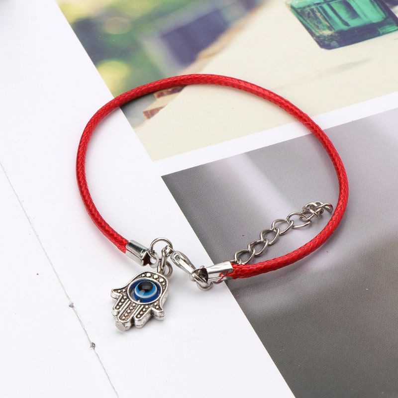 Vòng tay hình bàn tay bằng vải lụa KABBALAH màu xanh da trời