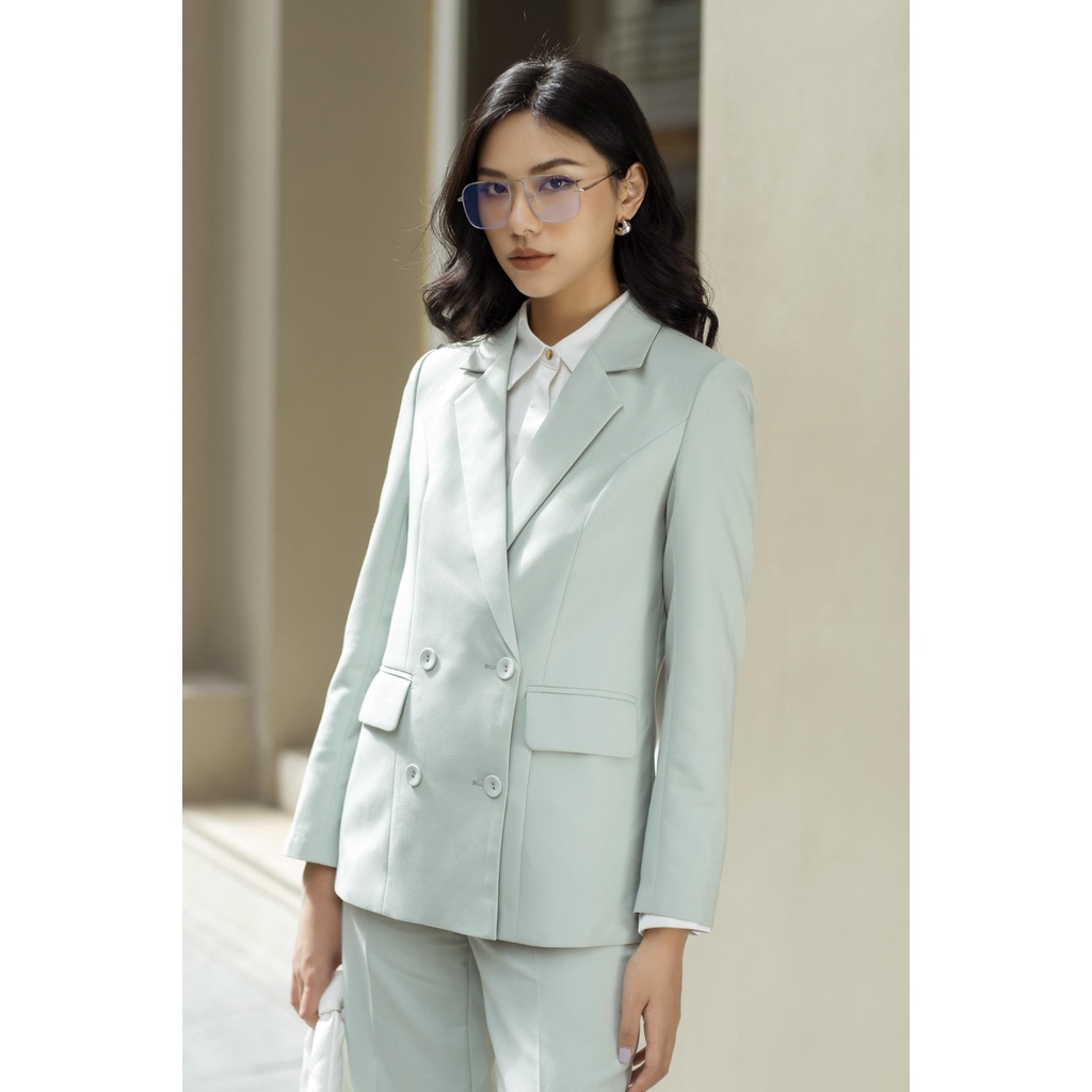 Set blazer nữ Ivory Maiimer màu xanh bơ quần ống suông | BigBuy360 - bigbuy360.vn