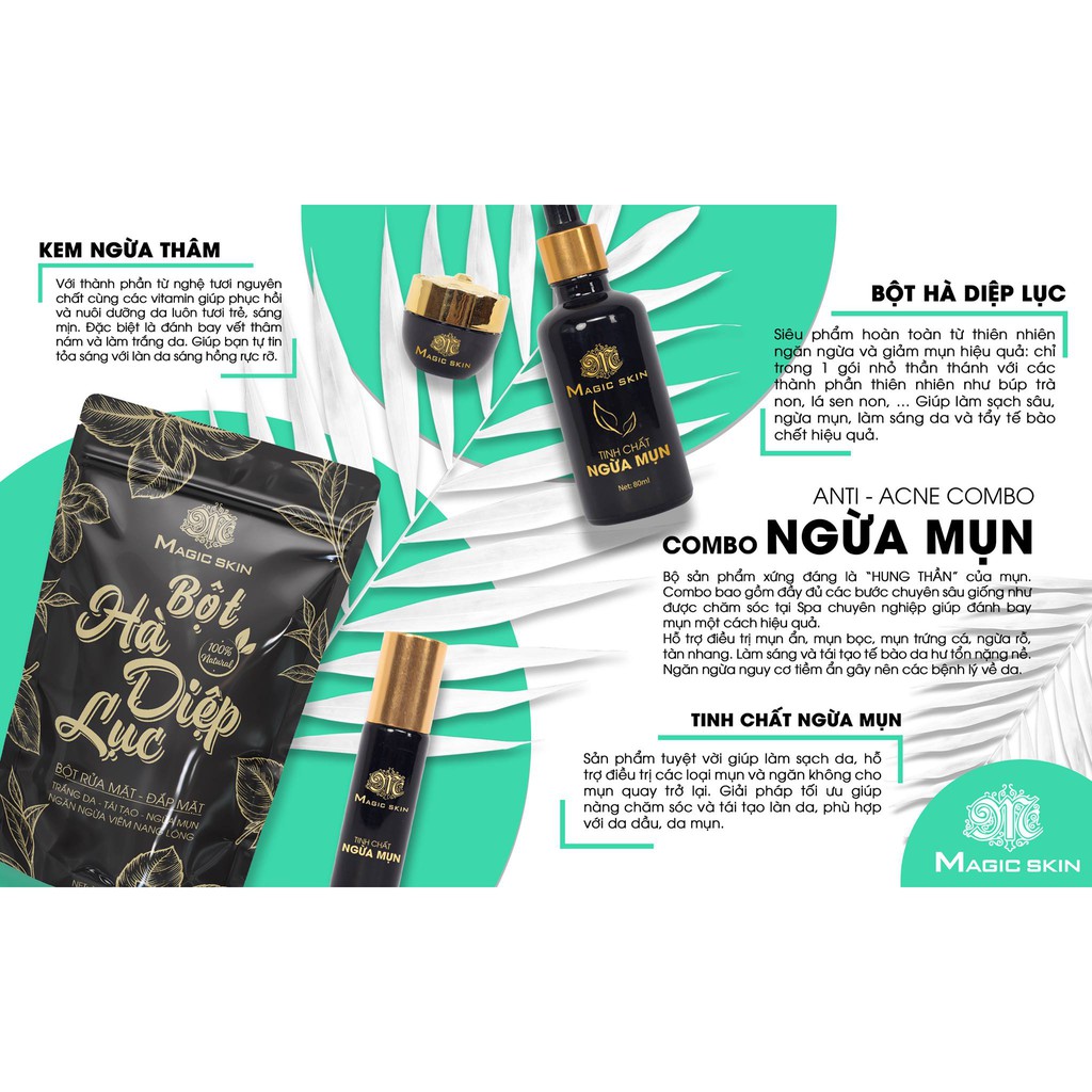COMBO NGỪA MỤN ĐÔNG Y Magic Skin 3 sản phẩm NGỪA MỤN, NGỪA THÂM, HÀ DIỆP LỤC | BigBuy360 - bigbuy360.vn