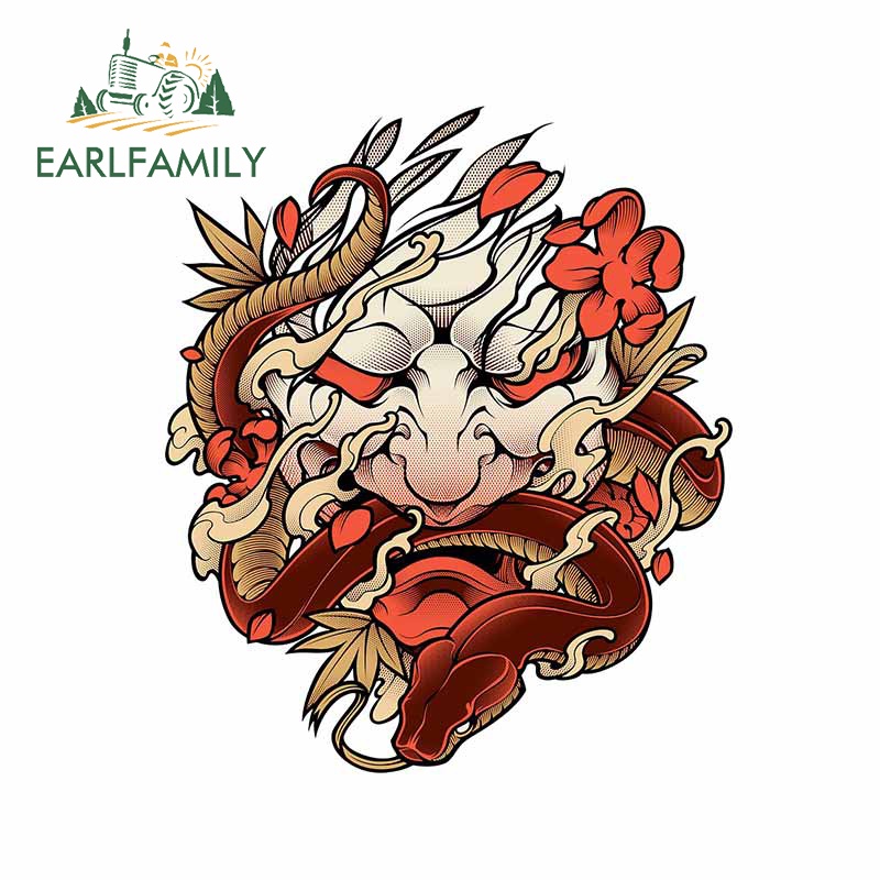 Earlfamily Đề Can Dán Trang Trí Xe Hơi / Ván Lướt Sóng diy Hình Mặt Nạ samurai 13Cmx10Cm Cá Tính