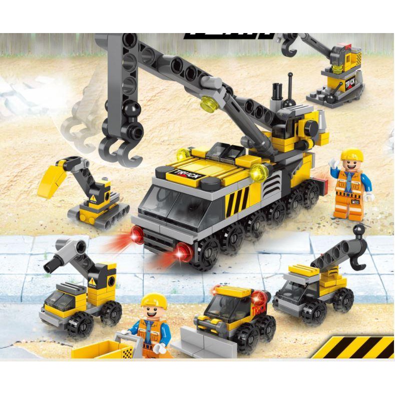 Đồ chơi lắp ráp Xe cứu hỏa, cứu thương , cần cẩu , bộ xếp hình cảnh sát cho bé 145 chi tiết