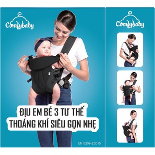 Địu em bé 3 tư thế có đỡ cổ sơ sinh - THOÁNG KHÍ-CHỐNG GÙ cho bé ComfyBaby CF-BK010