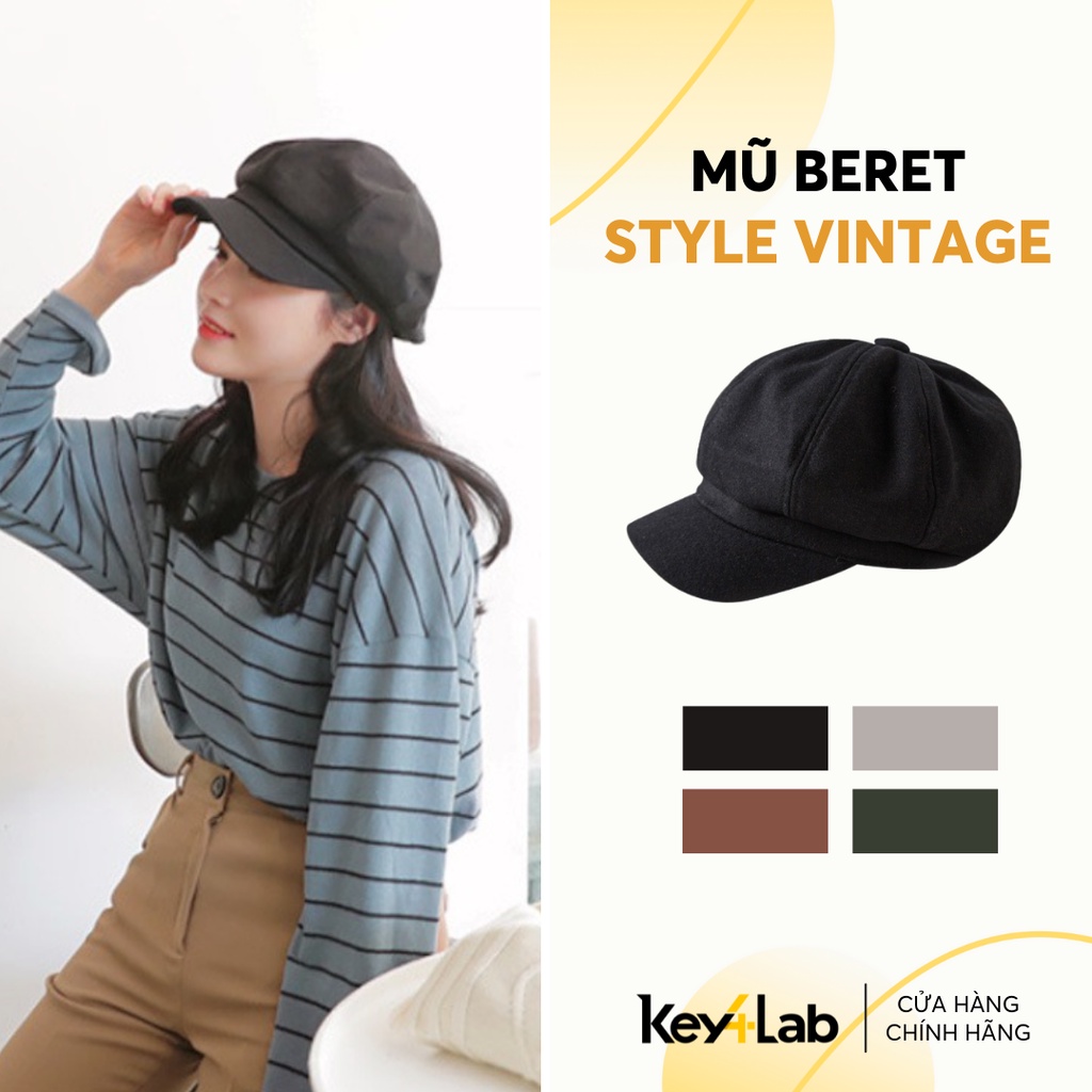 Mũ Nồi Beret Style Hàn Quốc Trơn Phối Đồ Xinh Hè Năng Động Key4 Lab