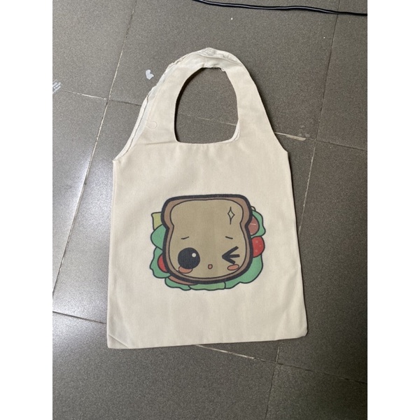 TOTE ĐEO VAI- Túi Nhật canvas- Nháy mắt- vừa a4