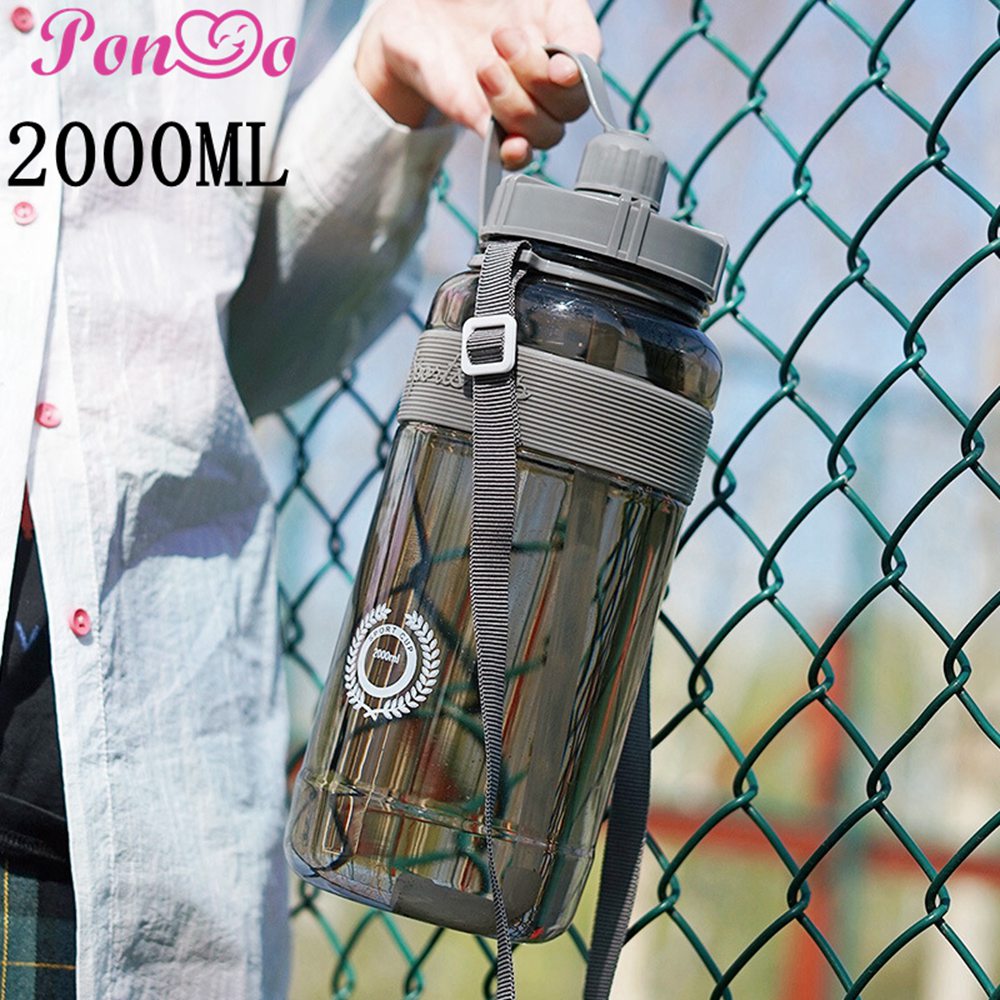 Bình nước dung tích 2000ml tích hợp ống hút