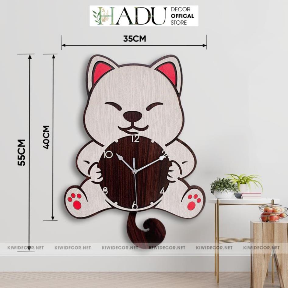 Đồng Hồ Treo Tường Gỗ Decor Chó Shiba, Dễ thương, Trang Trí Nhà Cửa, HomeStay - HaduDecor