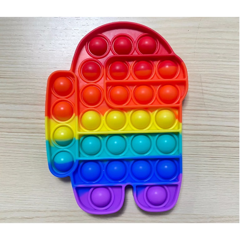 Bong Bóng Bóp Đẩy Cầu Vồng Hình Among Us Đồ Chơi Giải Trí Giảm Căng Thẳng Stress cho mọi người Pop I