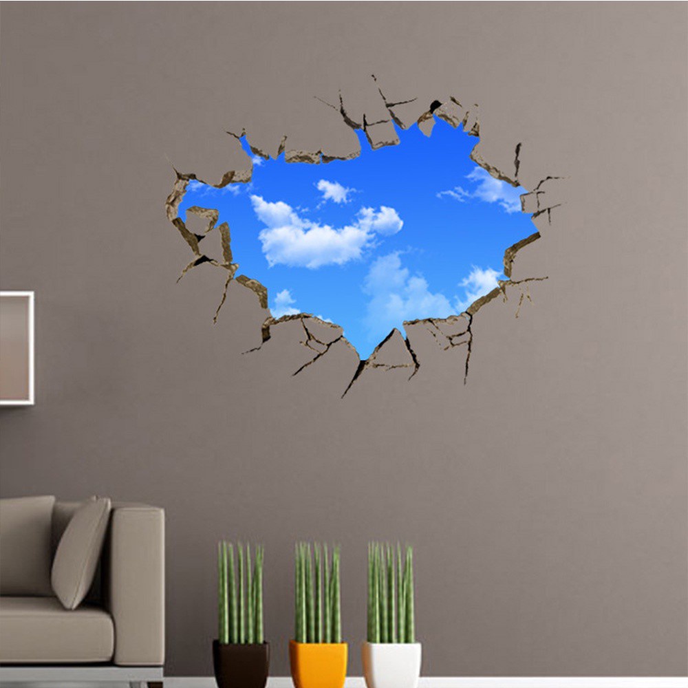 WMES1 Charming Bedroom Living Room Decoration New Arrival Creative Blue Sky White Cloud Wall Sticker Interesting Vivid Nice New Design Lovely Hot Sale Home Decor/Multicolor