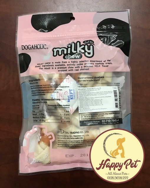 [Mã PET50K giảm Giảm 10% - Tối đa 50K đơn từ 250K] XƯƠNG GẶM SỮA QUẤN THỊT GÀ MỀM DẺO THÁI LAN GÓI 10 XƯƠNG