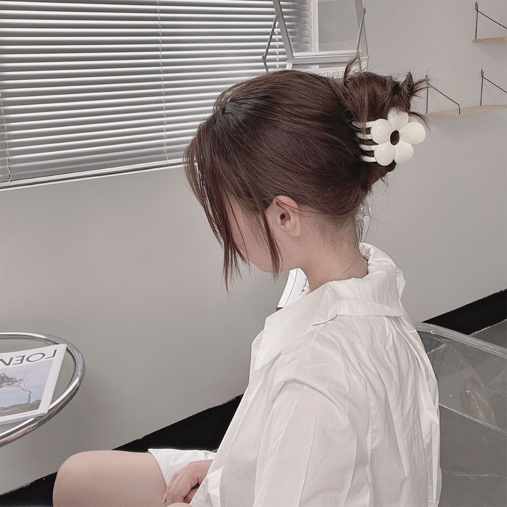 Kẹp tóc hỗ trợ rửa mặt Càng Cua Trong Suốt Họa Tiết Hình Học Bằng Acrylic Cho Nữ