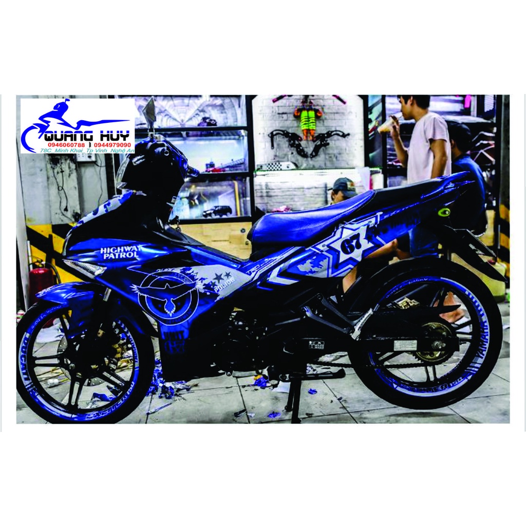 Tem Trùm Exciter 150 Xanh Trắng Đen,Team Decal Ex 150 POLIC