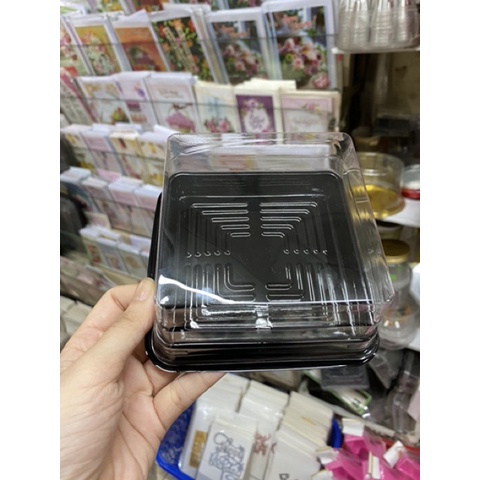 50 Hộp nhựa đế đen bánh 200-250gr Kích thước XY12-12 bánh trung thu, rau câu 9cm H12-12