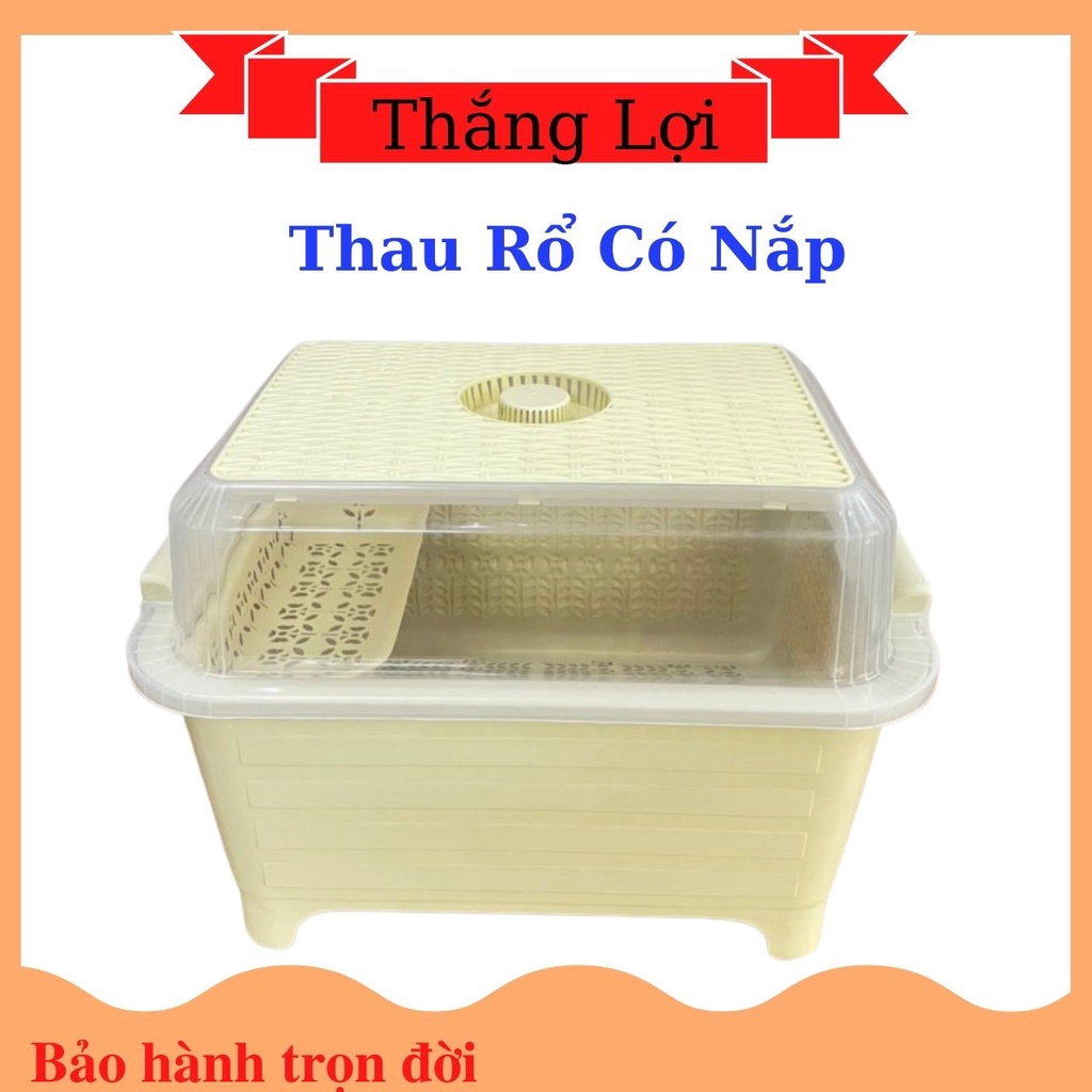 Thau Rổ Úp Chén Bát Dĩa, Úp Bình Sữa Cho Bé Có Nắp Nhựa Thắng Lợi 40x29.5x27.5cm