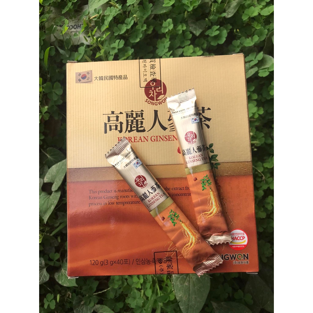 Trà Sâm Hàn Quốc Korean Ginseng Tea Hộp 40 Gói Giúp tăng cường hệ thống miễn dịch Giảm cholesterol,Cải thiện sức khỏe