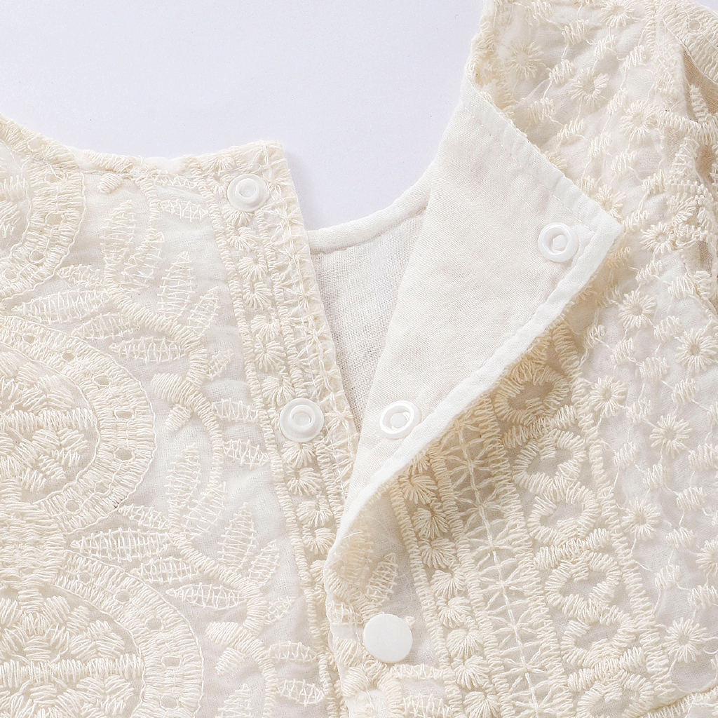 Bộ Áo Liền Quần Phối Ren Cho Bé Gái Sơ Sinh