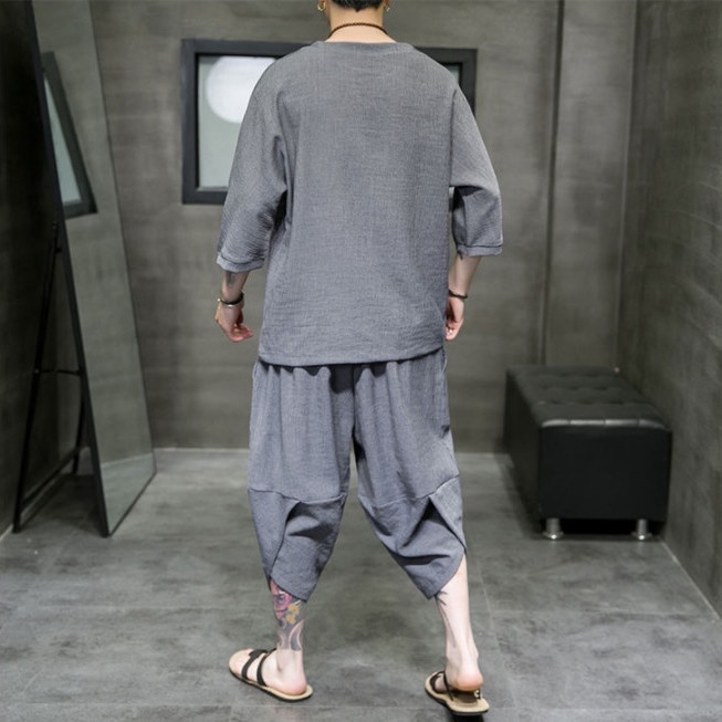 Set Đồ Bộ Ngắn Tay Phong Cách Trung Hoa Dành Cho Nam