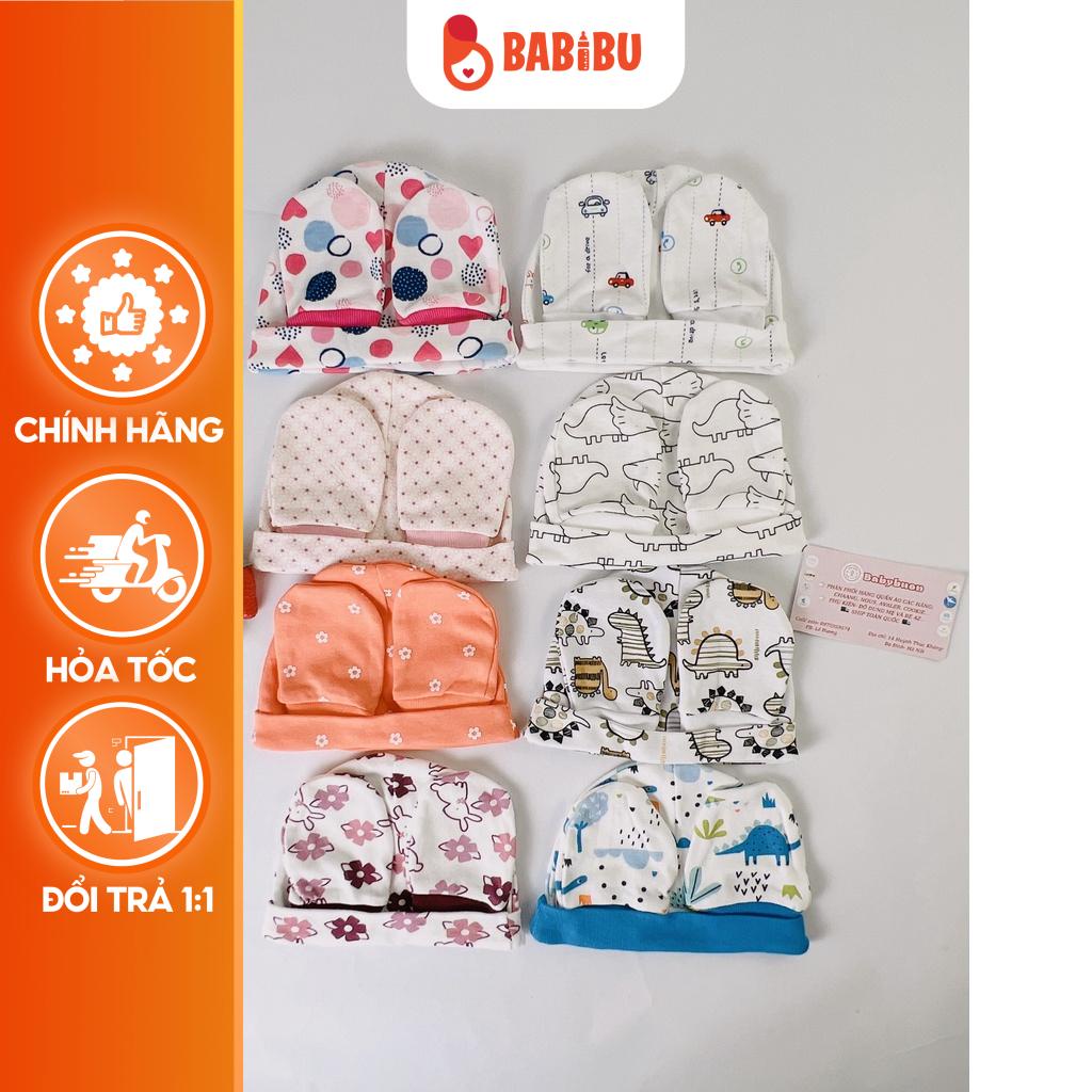 Set Mũ, Bao Tay, Bao Chân Sunnozy Cho Bé Sơ Sinh Cotton Mềm Mại Cho Bé Từ 0-3 Tháng Babibu - SMBTS