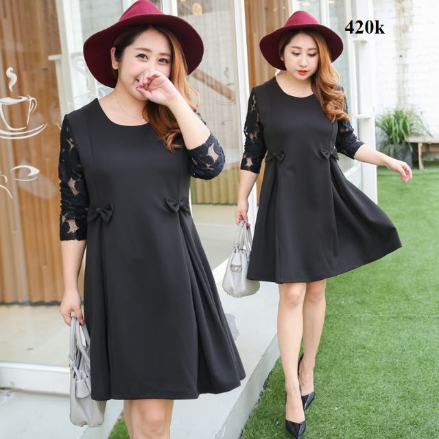 [Bigsize] váy liền tay ren