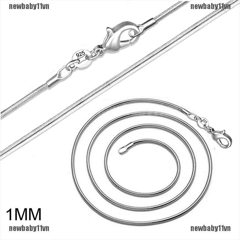 Vòng cổ Mạ Bạc 925 1mm Thời Trang 16 &quot;18&quot; 20 &quot;22&quot; 24 &quot;925