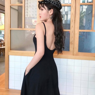 Đầm maxi hai dây hở lưng có mút ngực