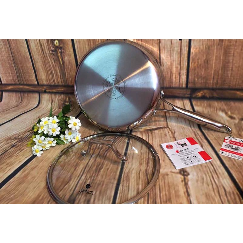 CHẢO CHỐNG DÍNH INOX 3 lớp đáy liền 304 ELMICH POTENZA 20CM EL3256, 24CM EL3257, 26CM EL3258 chảo xào chảo