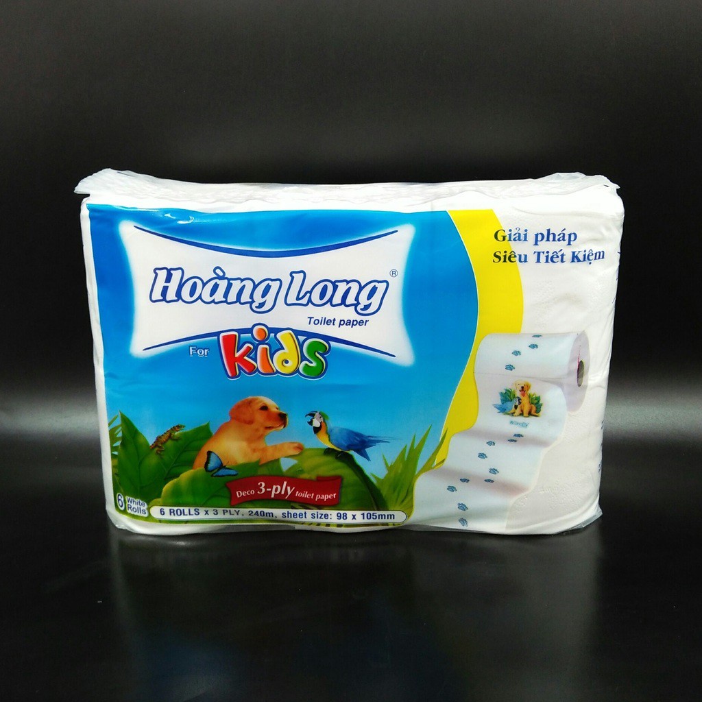 Giấy vệ sinh Hoàng Long Kids bịch 6 cuộn không lõi cho bé