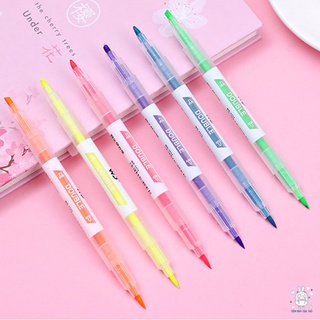 Bút highlight dạ quang 2 đầu - Bút đánh dấu - Bút nhớ dòng nhiều màu (SET 6 bút)