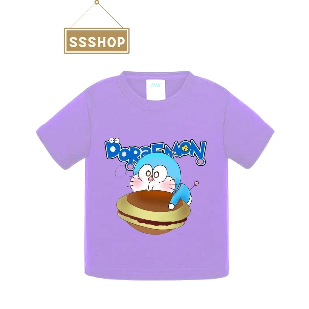 Áo thun trẻ em💖Áo cotton mát mịn họa tiết Doraemon siêu dễ thương cho bé trai và bé gái - SSSHOP 02