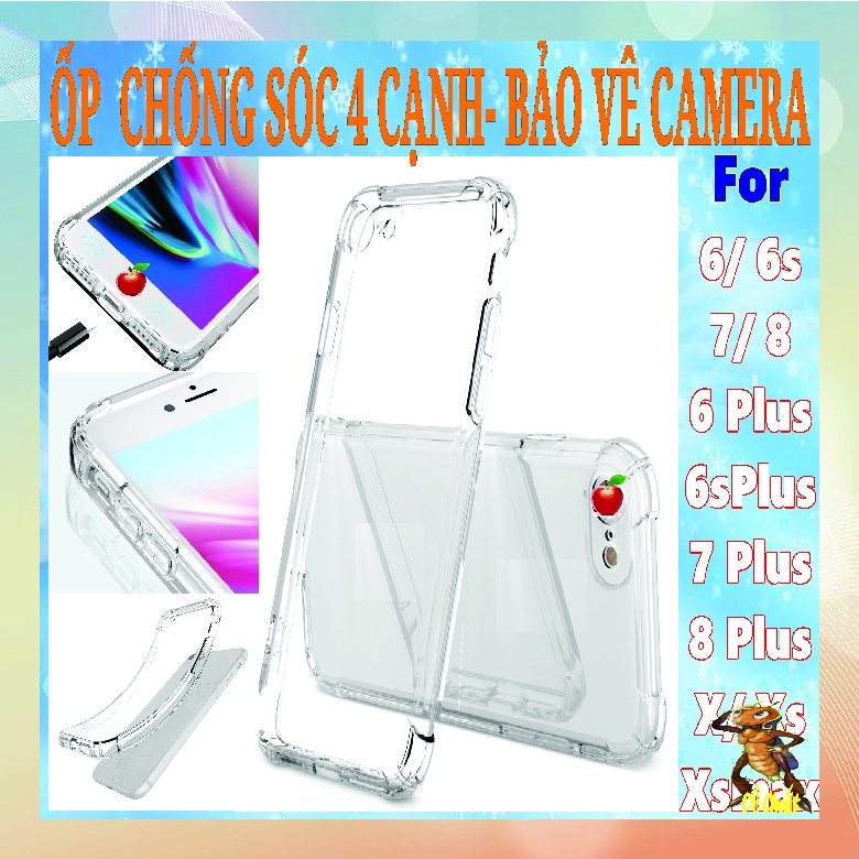 Ốp lưng trong chống sóc 4 góc cho máy iph  6, 6s, 7, 8, 6 plus, 6splus, 7 plus, 8 plus, x, xs, xsmax, se 2020.
