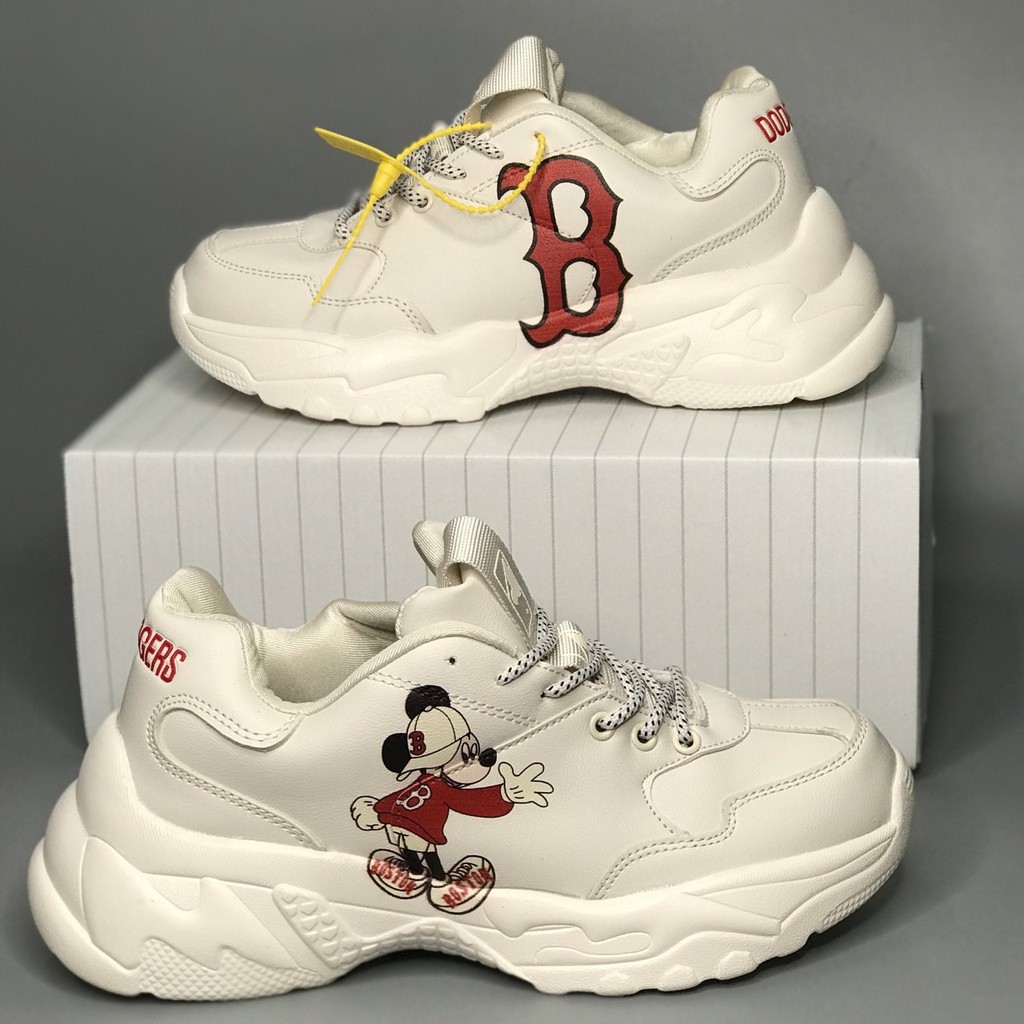 Giày MLB Mickey Mouse Boston Bản Chuột Đỏ Logo 3D Bản Trung Cao Cấp - Giày Tốt Official