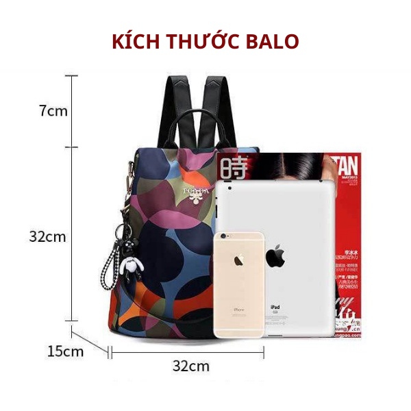 Balo Nữ Chất Vải Chống Nước Cao cấp Trẻ Trung Cá Tính Hàn Quốc BL01 Tặng Kèm Móc Gấu