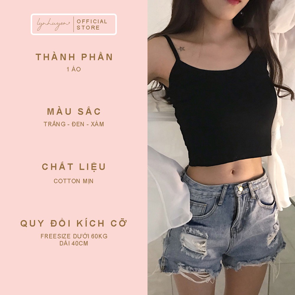 [Mã SKAMLSW194 giảm 100% đơn 50K] Áo 2 Dây Croptop Nữ Đẹp Cổ Vuông Lynhuyen - 3 Màu - A001