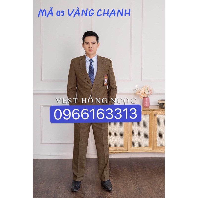 Vest Trung Niên nam Cao Cấp Hồng Ngọc, bộ comple trung tuổi vải nhập khẩu tặng kèm Canavat