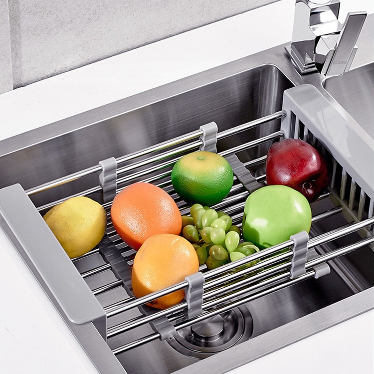 Kệ Giá Rổ Gác Bồn Rửa Chén, Kệ Gác Bồn Rửa Bát Inox, Rổ Kệ Inox Đa Năng Co Giãn - Rửa Rau, Trái Cây, Úp Chén.. MKS050