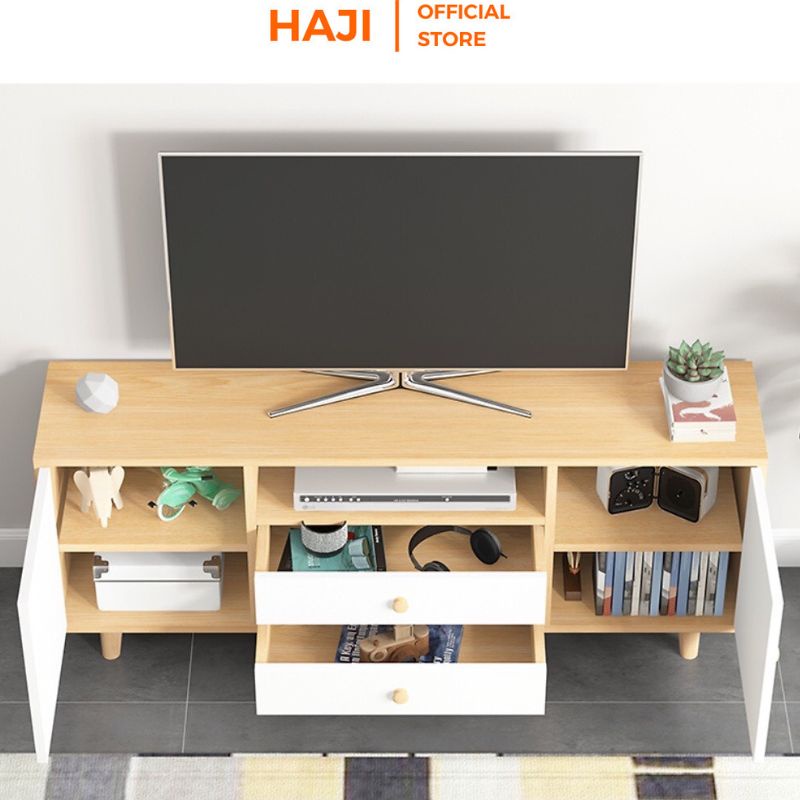 Kệ tivi phòng khách HAJI có ngăn kéo và hộc lưu trữ vật dụng kiểu dáng sang trọng A142