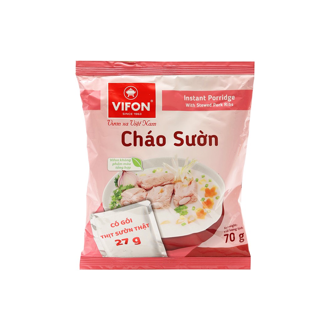 Cháo sườn Vifon gói 70g (có gói thịt sườn thật)