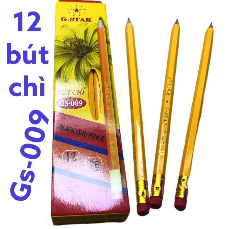 bút chì 2b thân gỗ gs-009 1 hộp 12 cây