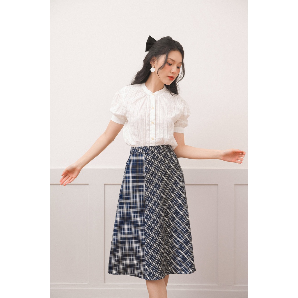 Chân Váy Midi Dáng Xòe Basic MOMOCO Chất Vải Cao Cấp Họa Tiết Kẻ Phong Cách Cá Tính M2503