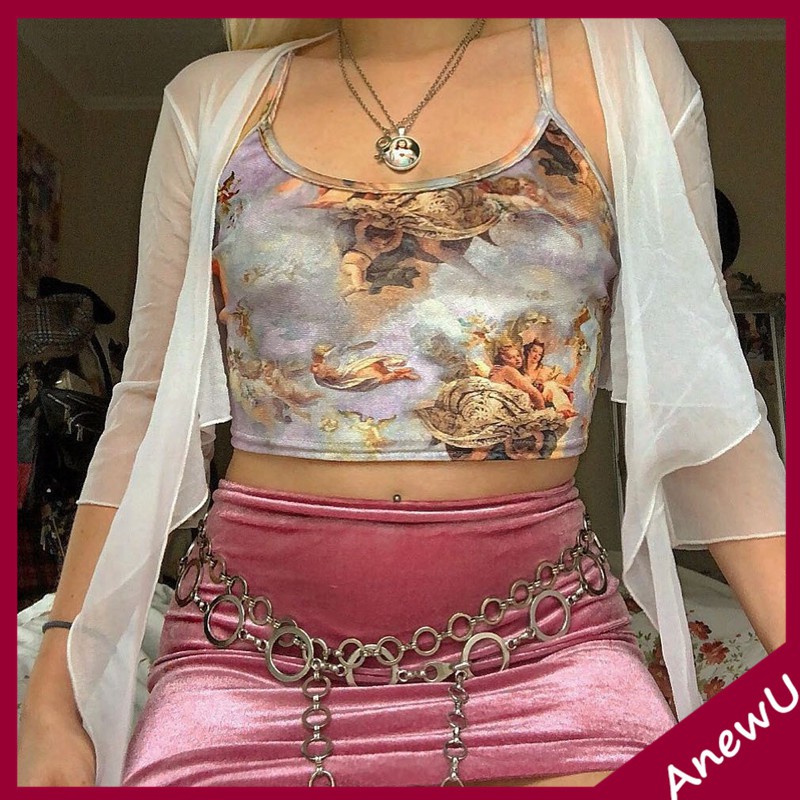 Áo Hai Dây In Hình Thiên Sứ Quyến Rũ Dành Cho Nữ