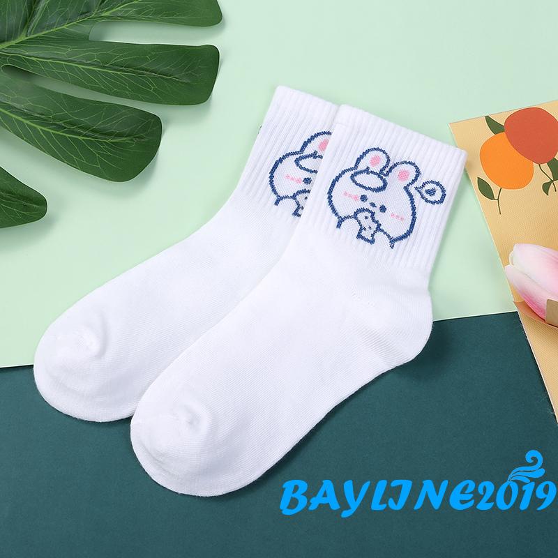 BAY-Vớ giữ ấm họa tiết thỏ hoạt hình dễ thương cho người lớn chạy bộ/thể thao