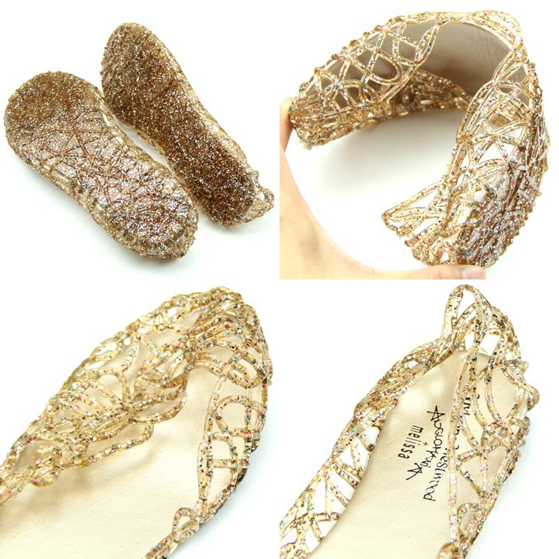 Ventilate Crystal Jelly Hollow Out Birds Nest Flat Sandal New Summer Beach Shoes